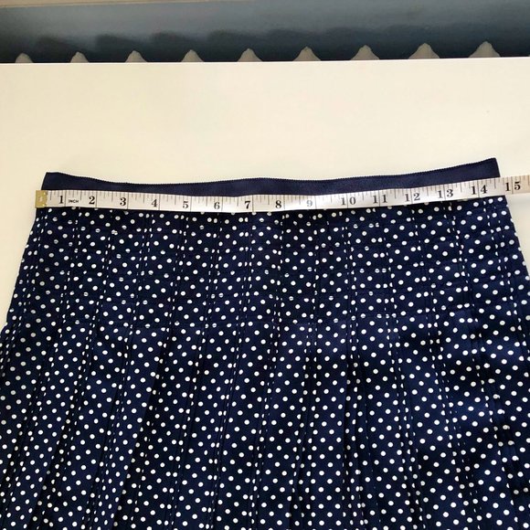 J Crew Navy Pleated Polka Dot Skirt Size 2 - Picture 7 of 11